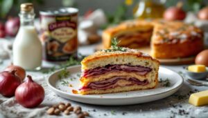 Torta rovesciata di cipolle rosse e tonno: soffice, caramellata e facile da servire