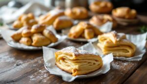 Tre antipasti di pasta sfoglia in una sola infornata: cornetti, sfogliatine e ventagli salati