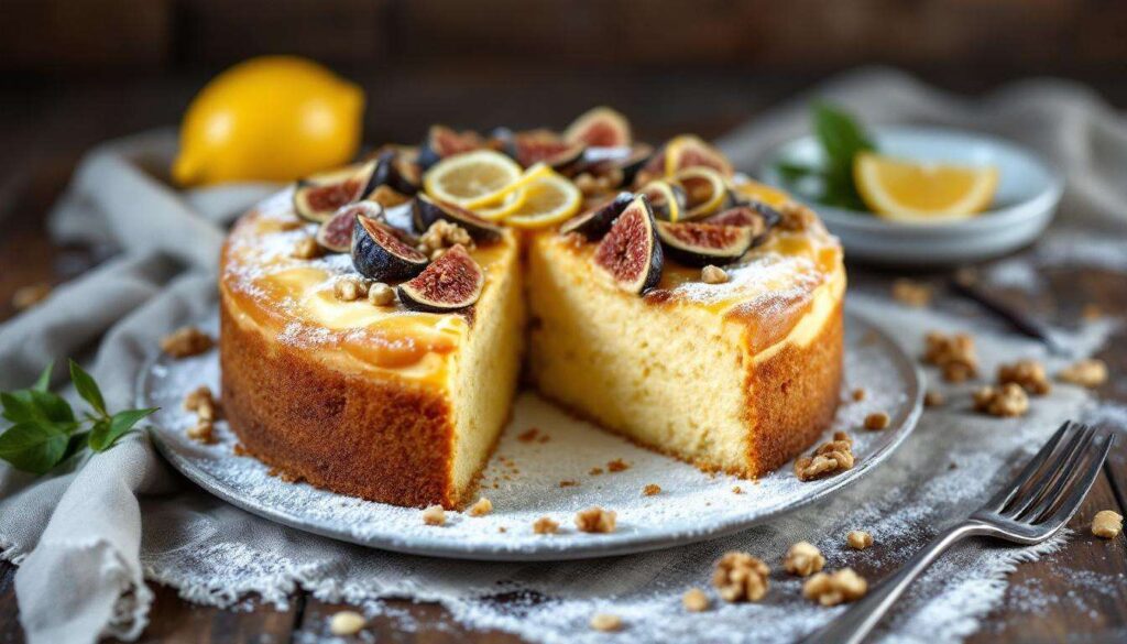 Torta soffice al mascarpone con fichi e noci: morbida e profumata al limone