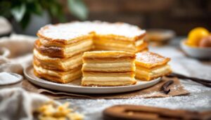 Torta millefoglie con crema diplomatica: strati croccanti e taglio pulito