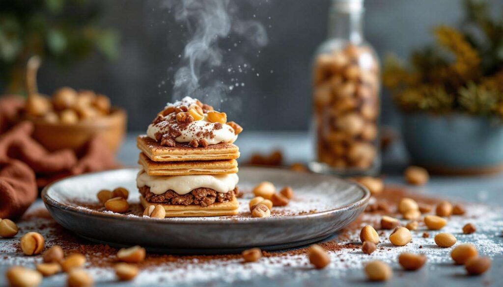 Mattoncino dolce senza cottura al caffè: biscotti, mascarpone e nocciole in un'ora