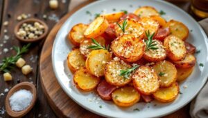 FETTE DI PATATE con PROSCIUTTO al FORNO croccanti e rapide